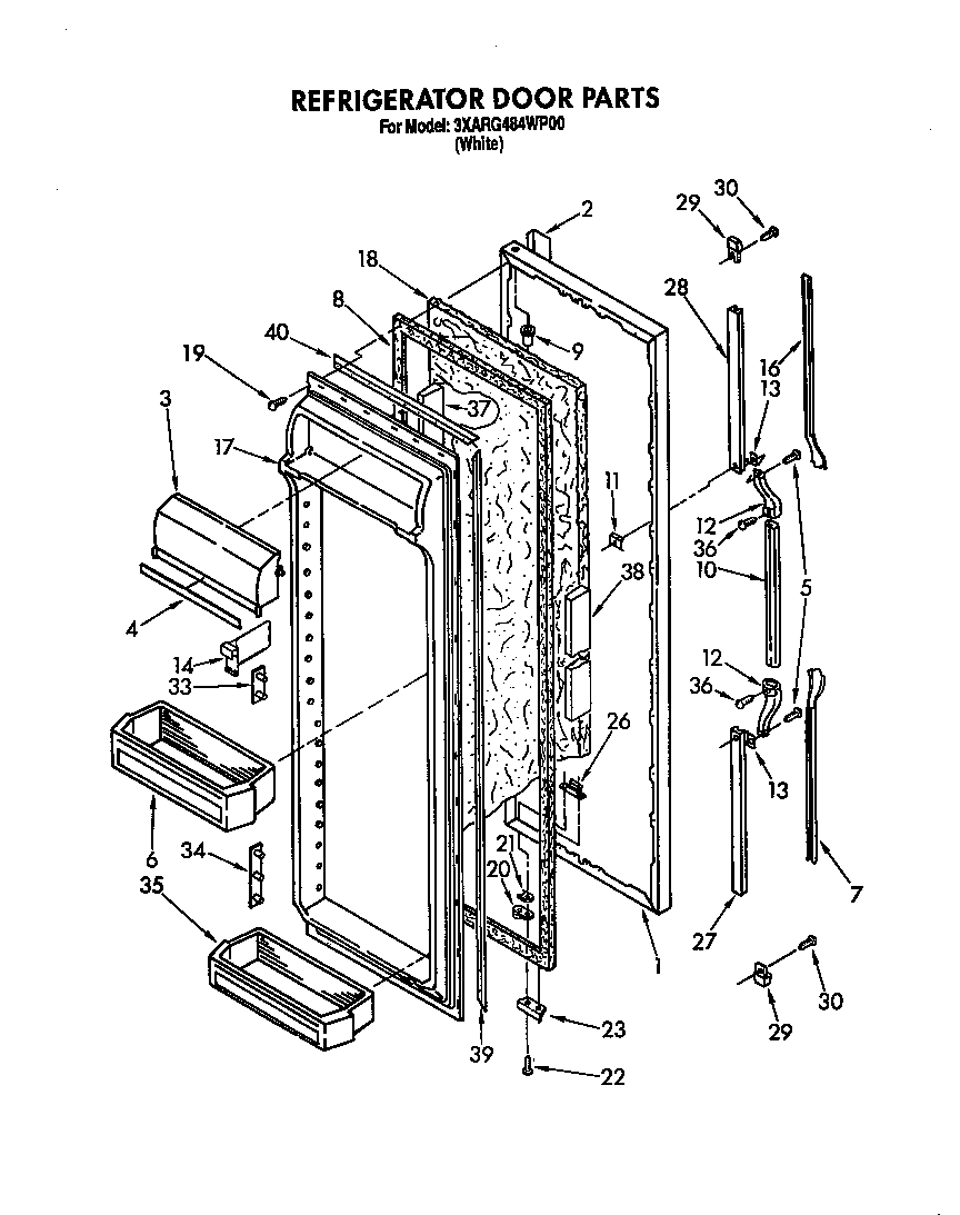 Whirlpool 3XARG484WP00 refrigerator door diagram