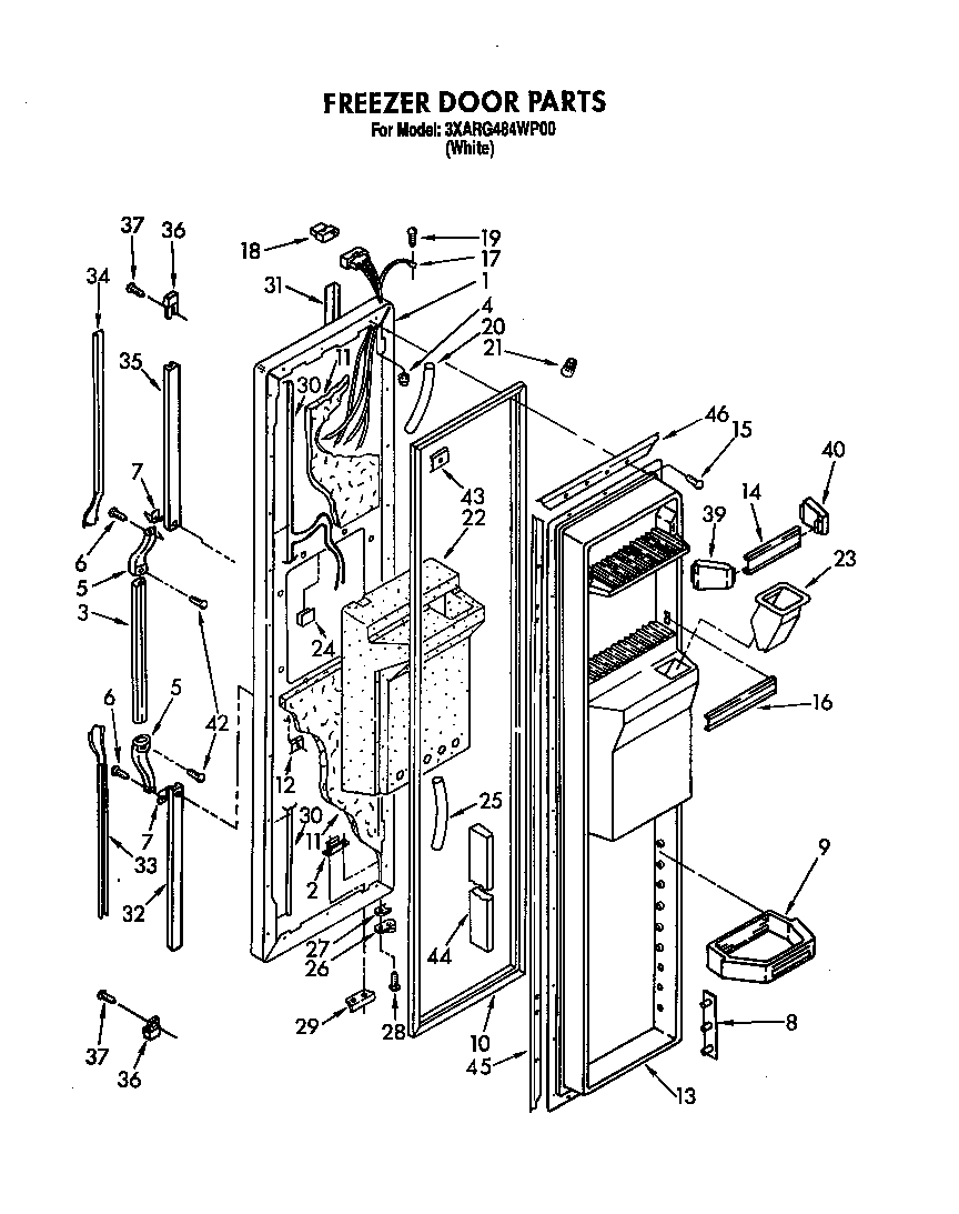 Whirlpool 3XARG484WP00 freezer door diagram