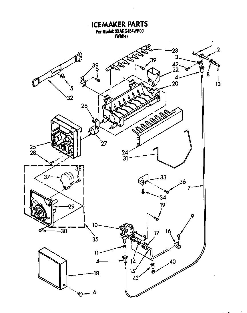 Whirlpool 3XARG484WP00 icemaker diagram