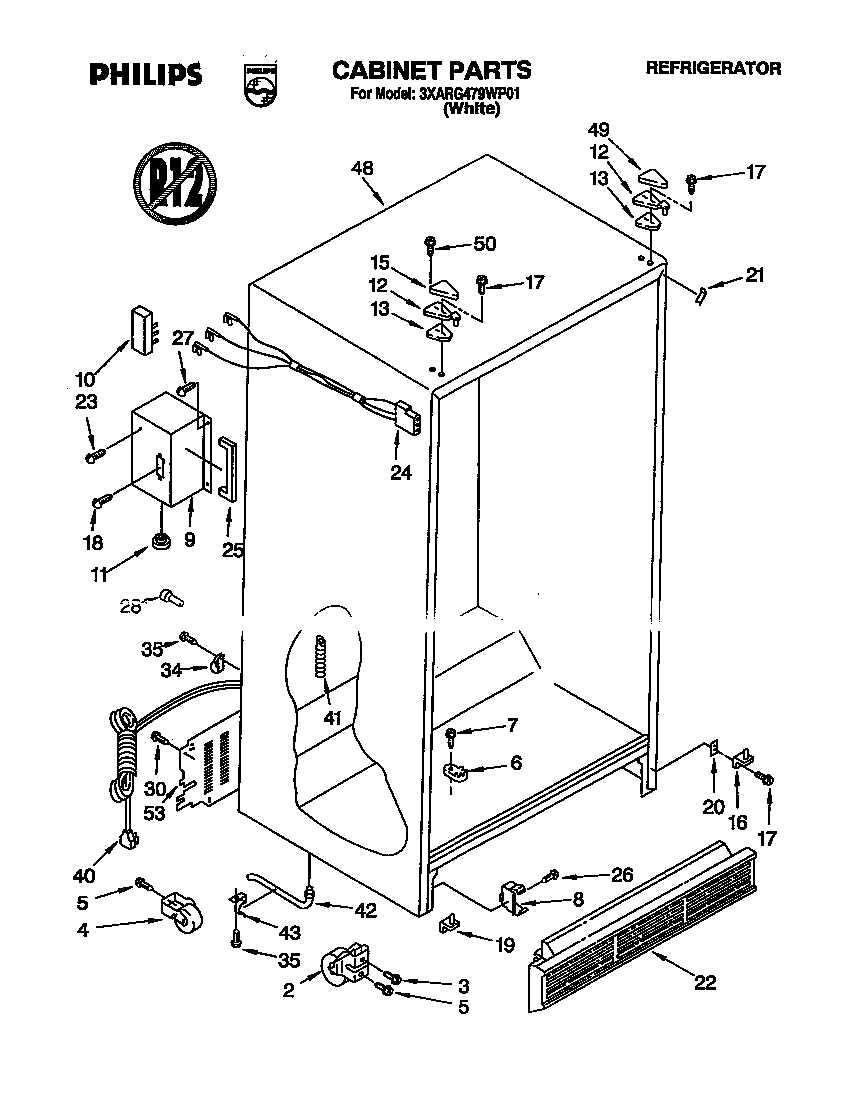 Whirlpool 3XARG479WP01 cabinet diagram