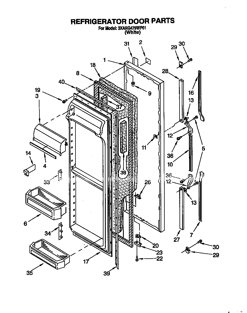 Whirlpool 3XARG479WP01 refrigerator door diagram