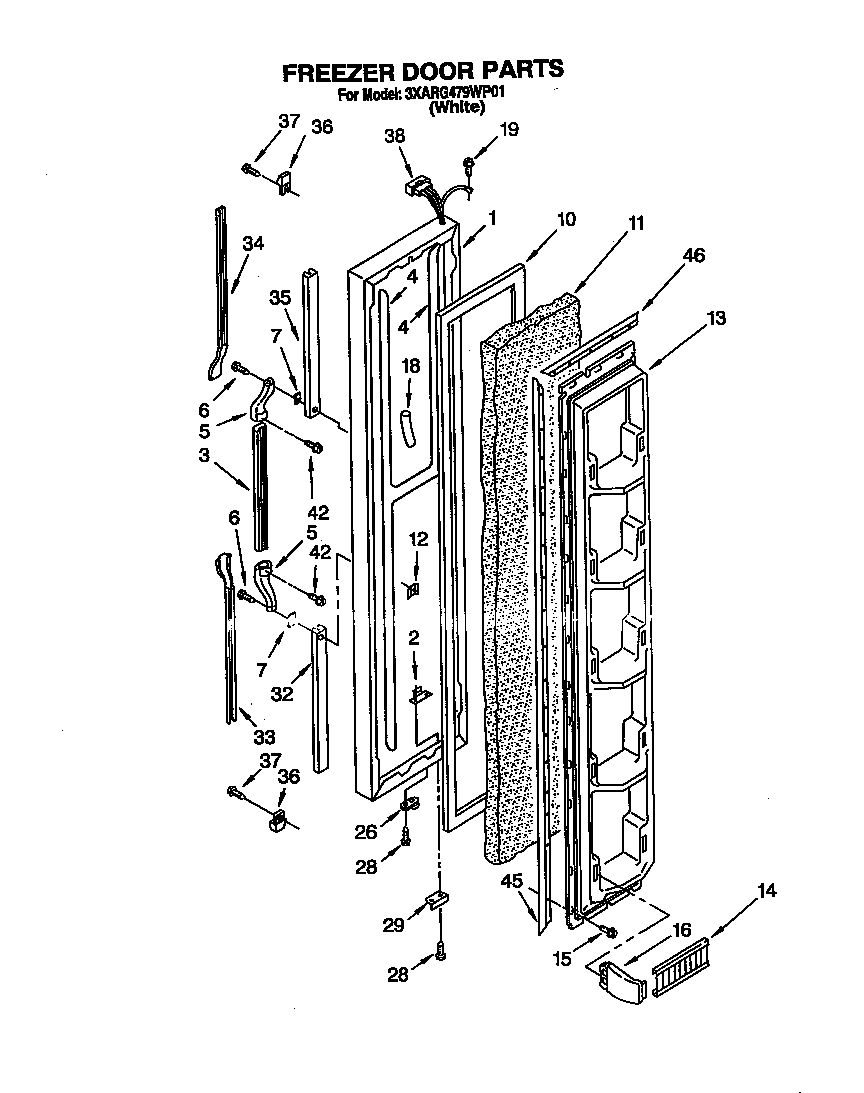 Whirlpool 3XARG479WP01 freezer door diagram