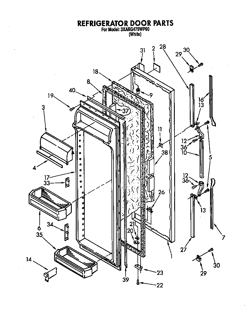 Whirlpool 3XARG479WP00 refrigerator door diagram