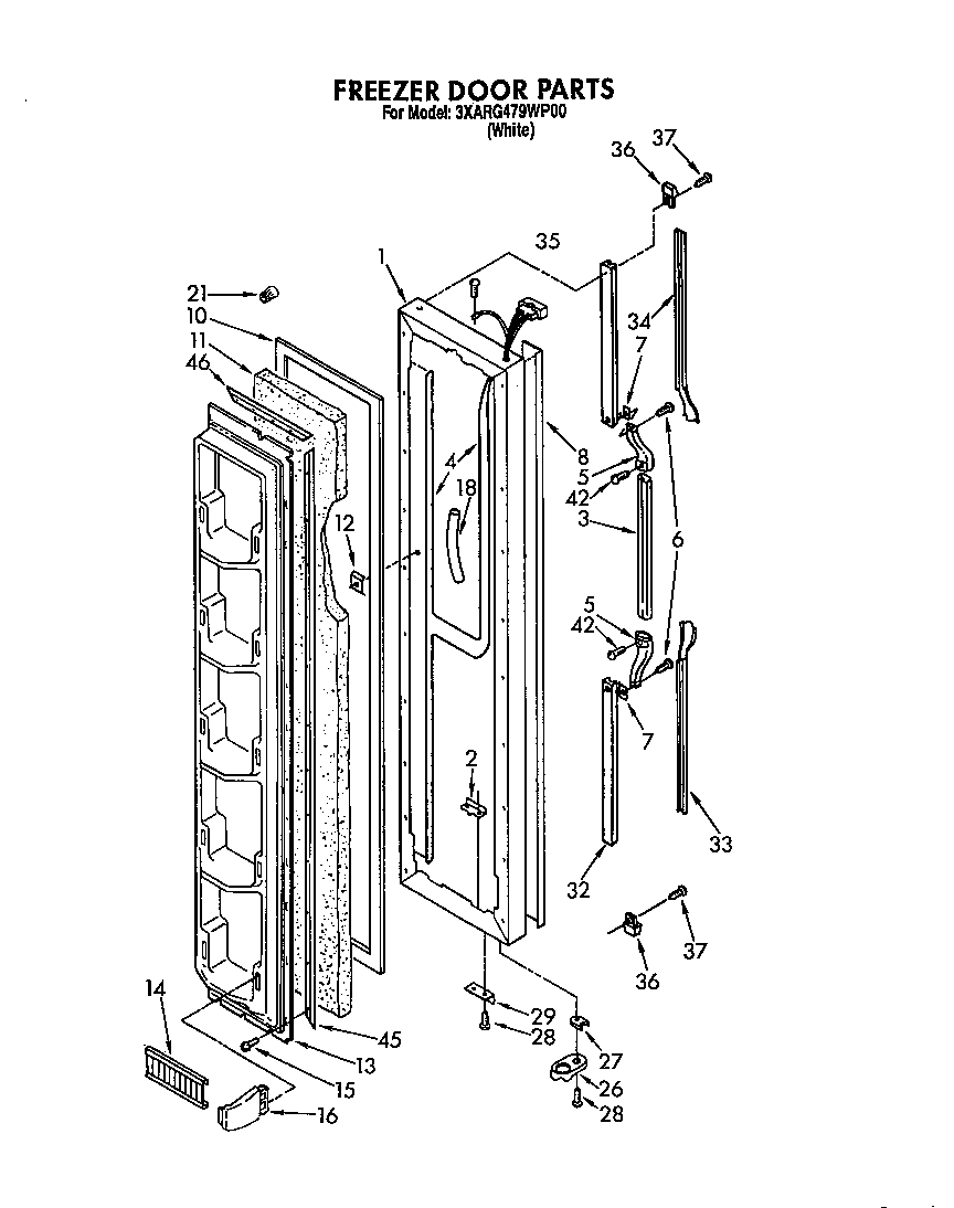 Whirlpool 3XARG479WP00 freezer door diagram