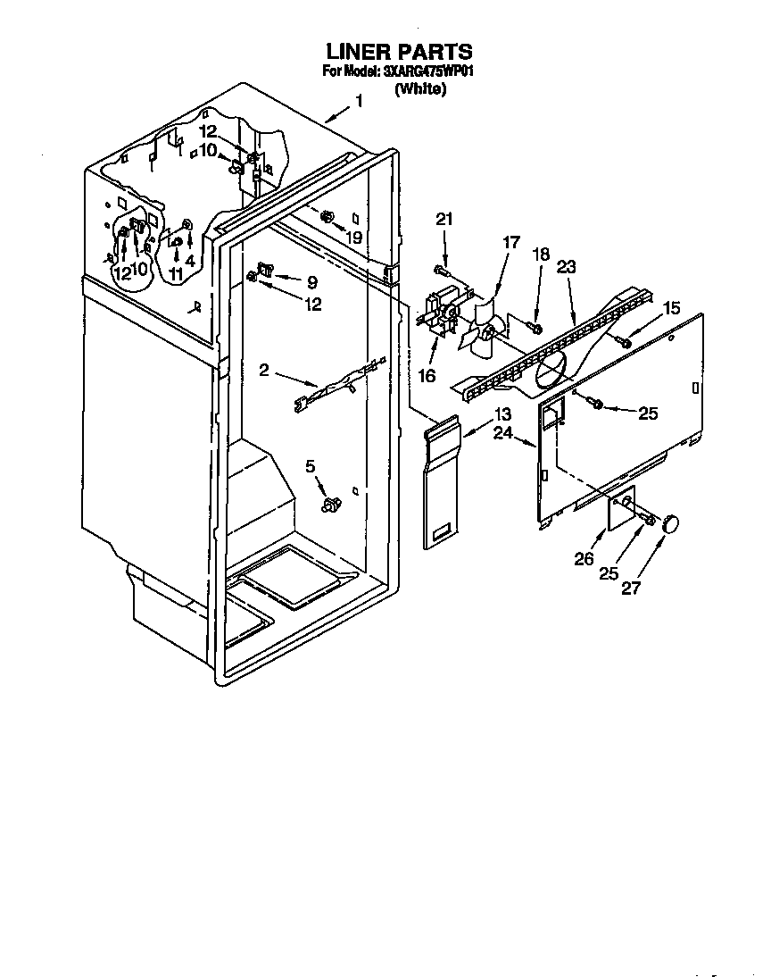 Whirlpool 3XARG475WP01 liner diagram