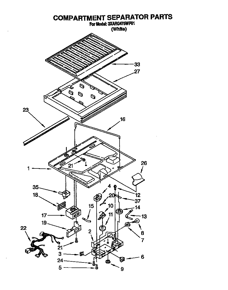 Whirlpool 3XARG475WP01 compartment separator diagram