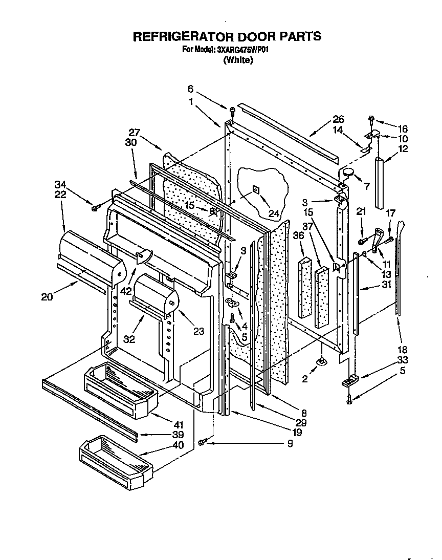Whirlpool 3XARG475WP01 refrigerator door diagram