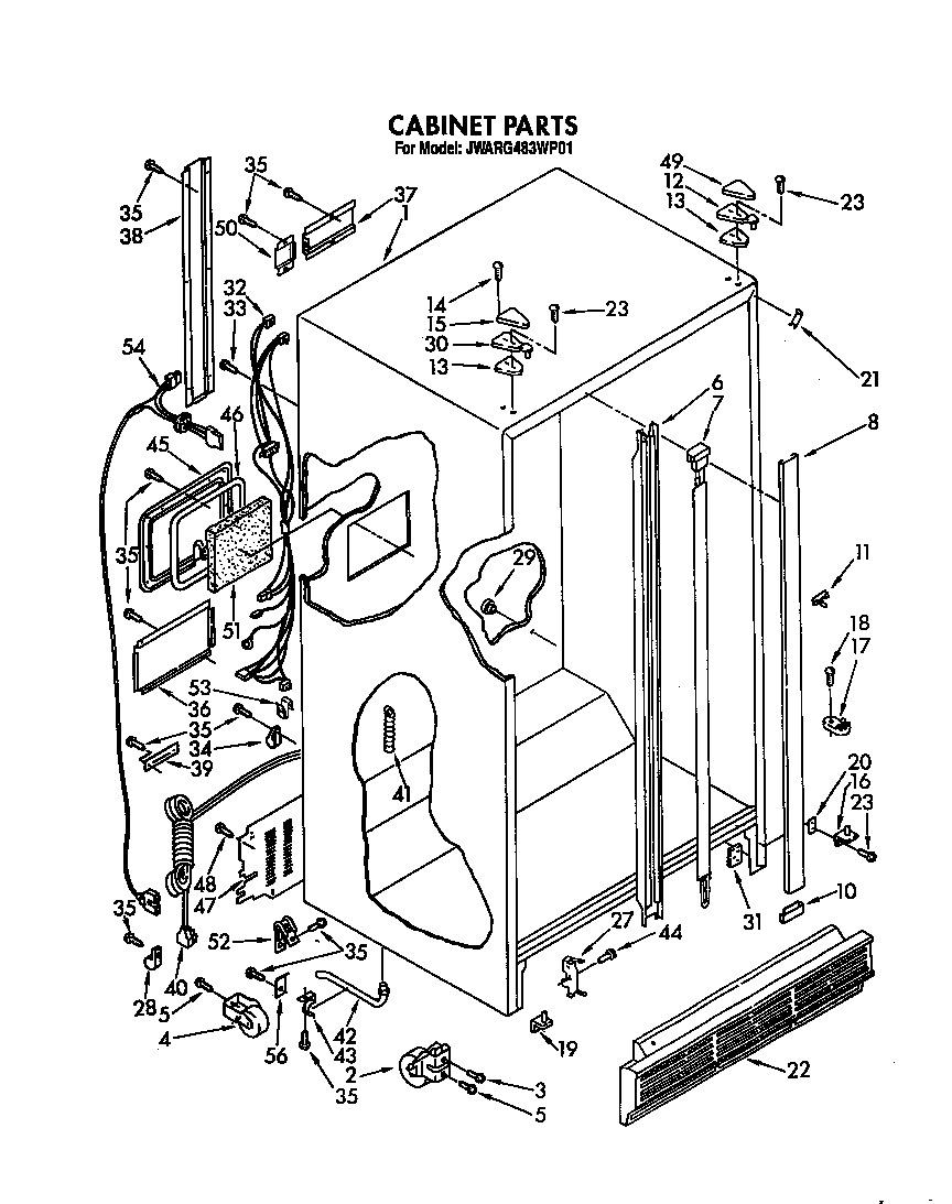 Whirlpool JWARG483WP01 cabinet diagram