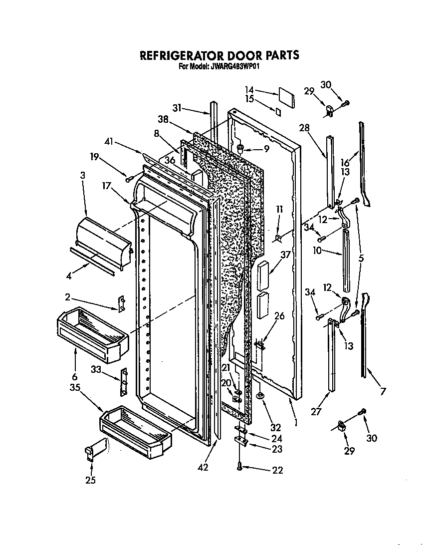 Whirlpool JWARG483WP01 refrigerator door diagram