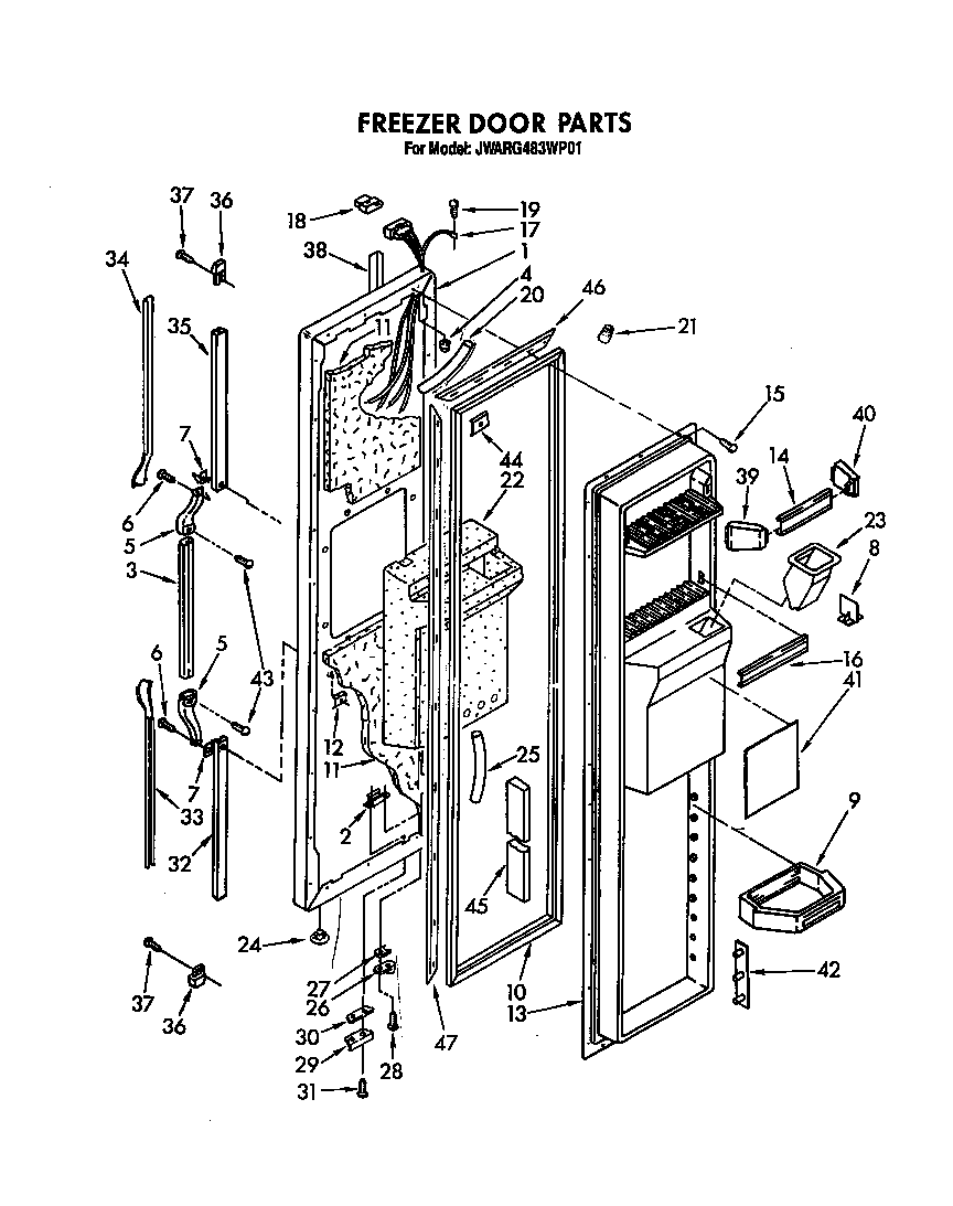Whirlpool JWARG483WP01 freezer door diagram