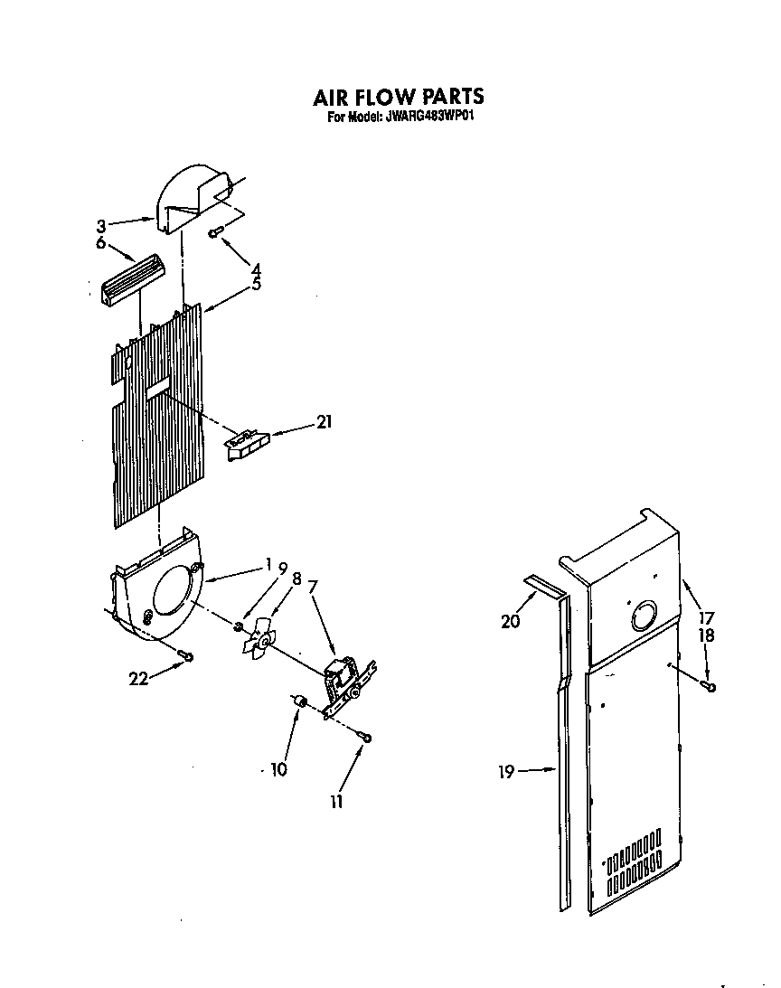 Whirlpool JWARG483WP01 air flow diagram