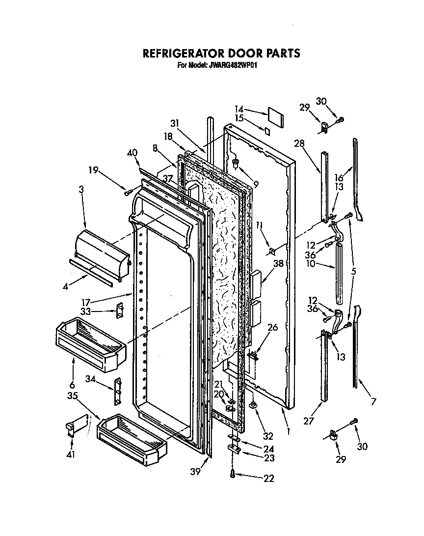 Whirlpool JWARG482WP01 refrigerator door diagram