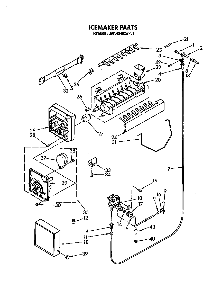 Whirlpool JWARG482WP01 icemaker diagram
