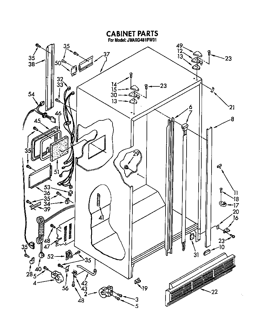 Whirlpool JWARG481PW01 cabinet diagram
