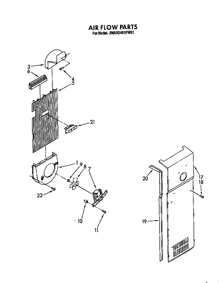 Whirlpool JWARG481PW01 air flow diagram