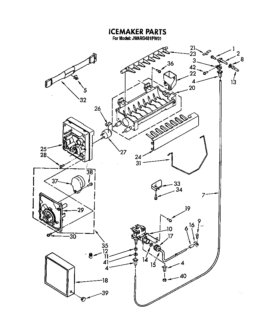 Whirlpool JWARG481PW01 icemaker diagram