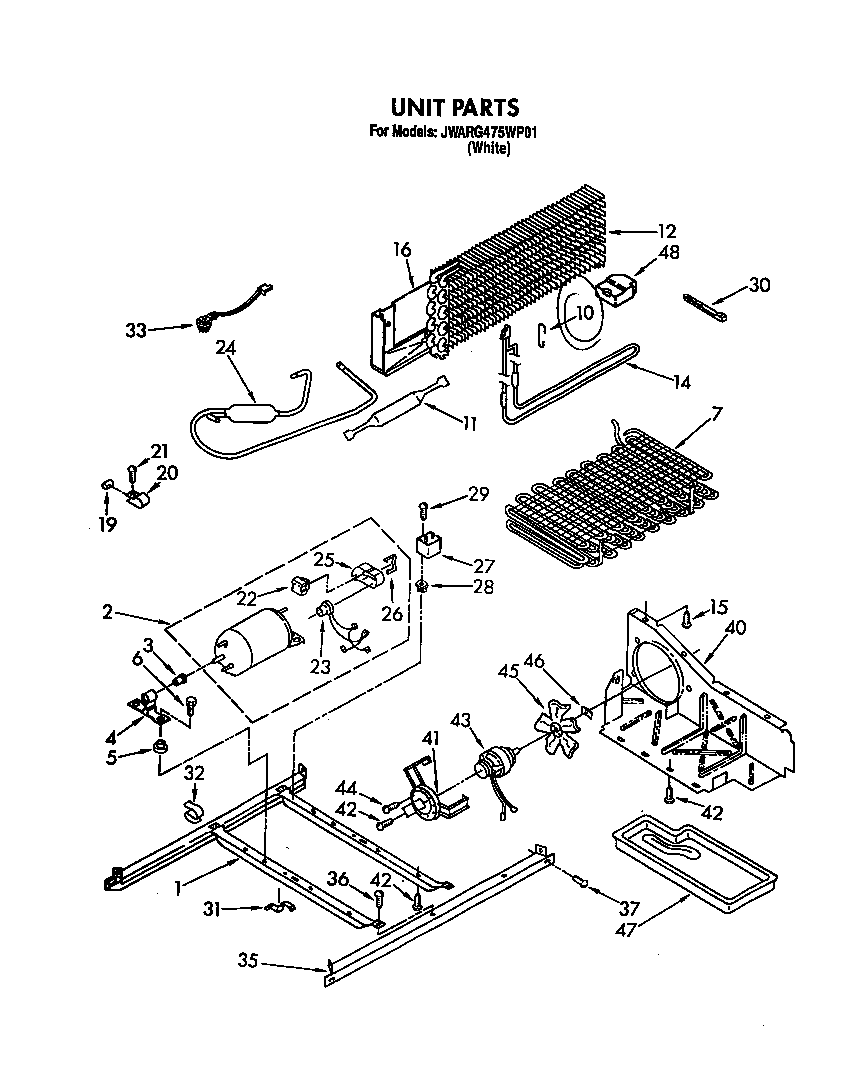 Whirlpool JWARG475WP01 unit diagram