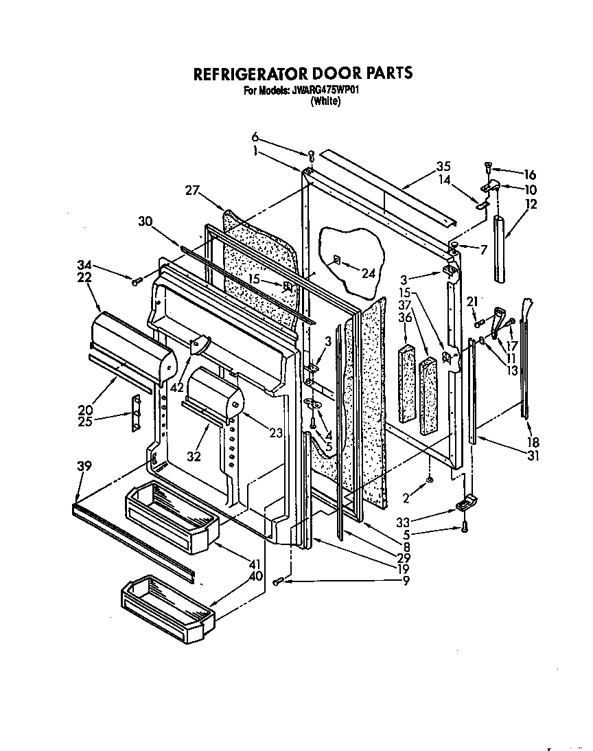 Whirlpool JWARG475WP01 refrigerator door diagram
