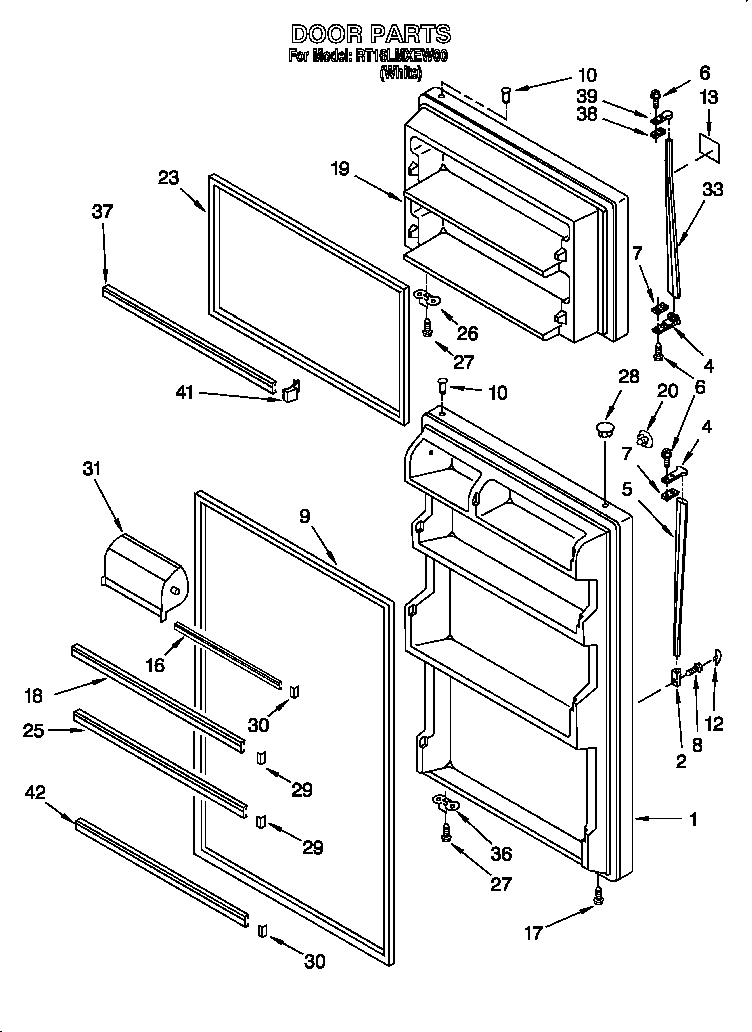 Roper RT16LMXEW00 door diagram