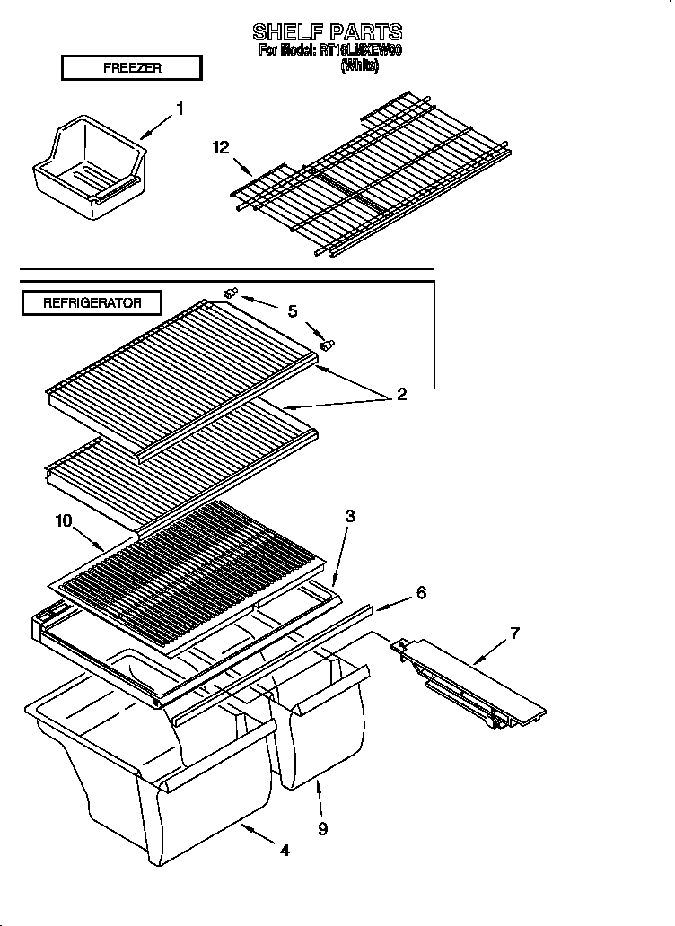 Roper RT16LMXEW00 shelf diagram