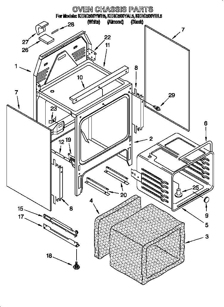 KitchenAid KERC500YBL5 oven chassis diagram