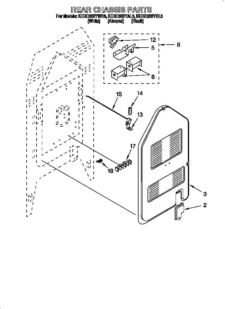 KitchenAid KERC500YBL5 rear chassis diagram