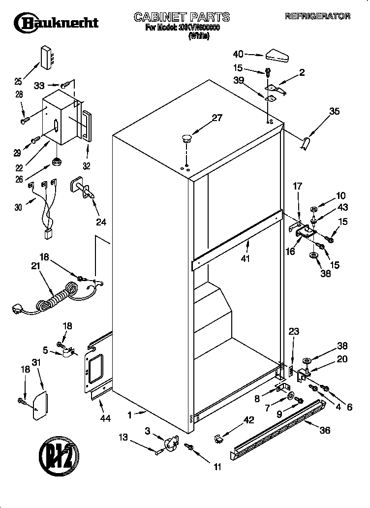 Bauknecht 3XKVN600000 cabinet diagram