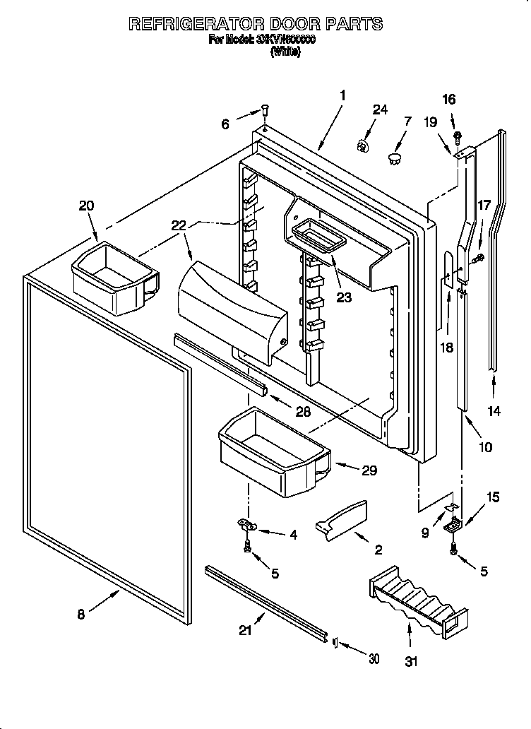 Bauknecht 3XKVN600000 refrigerator door diagram