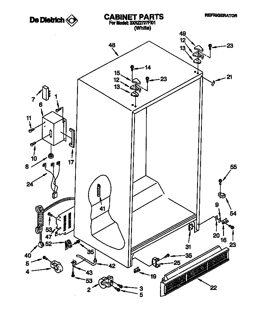 Whirlpool 3XR2727FI01 cabinet diagram