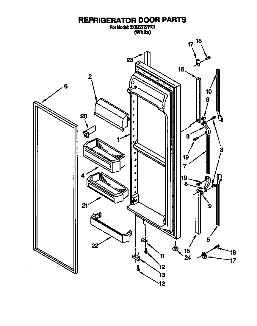 Whirlpool 3XR2727FI01 refrigerator door diagram