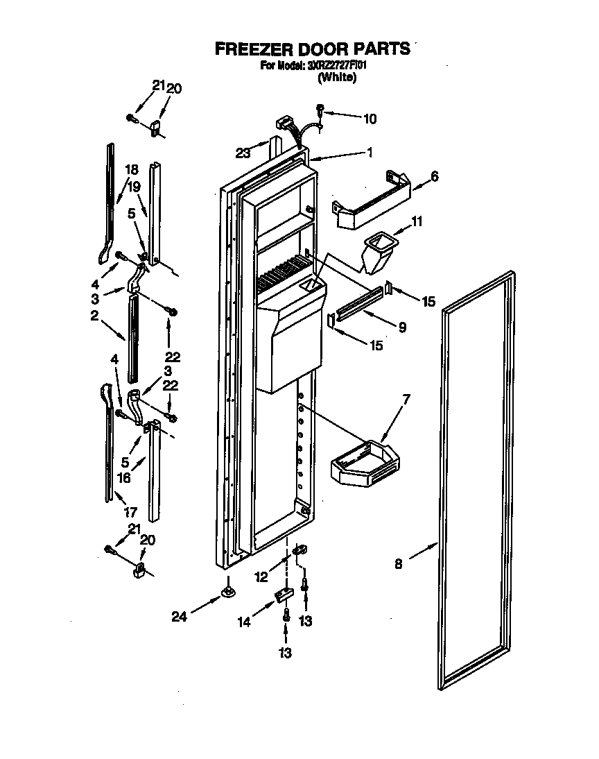 Whirlpool 3XR2727FI01 freezer door diagram