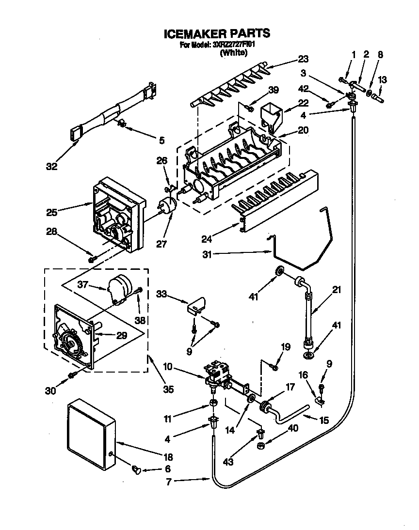 Whirlpool 3XR2727FI01 icemaker diagram
