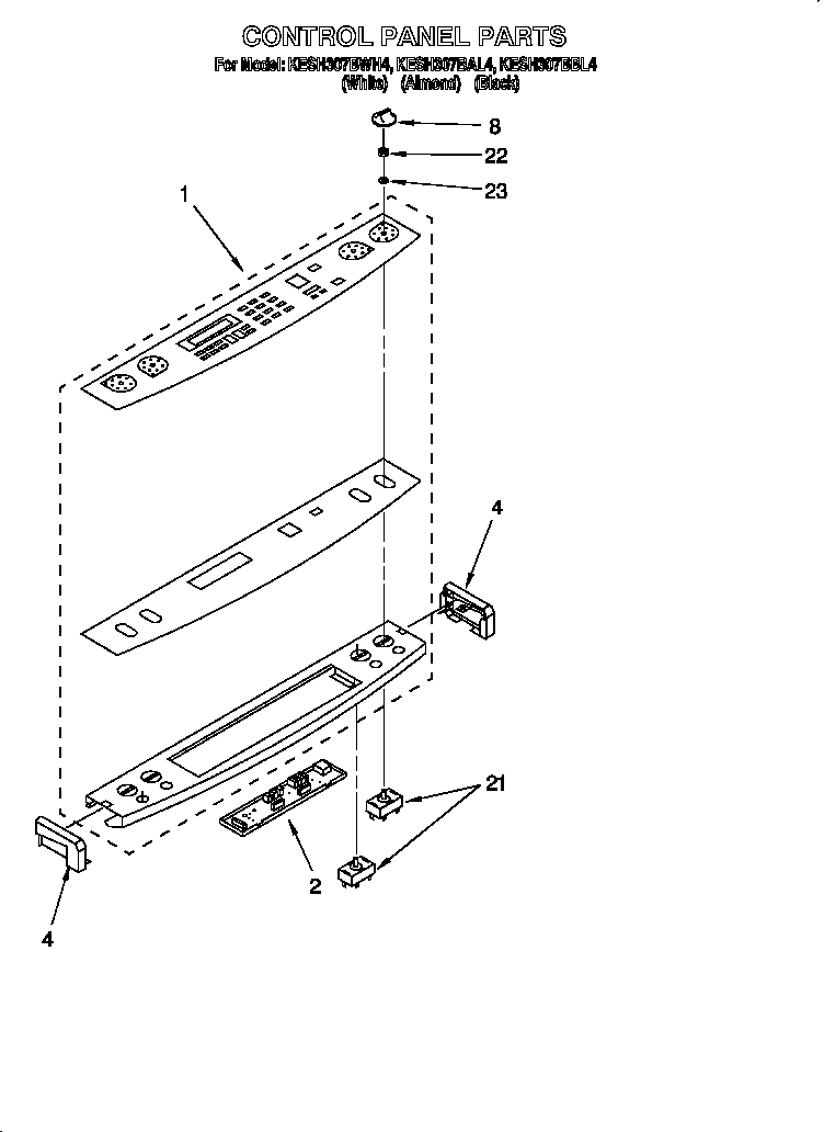 KitchenAid KESH307BAL4 control panel diagram