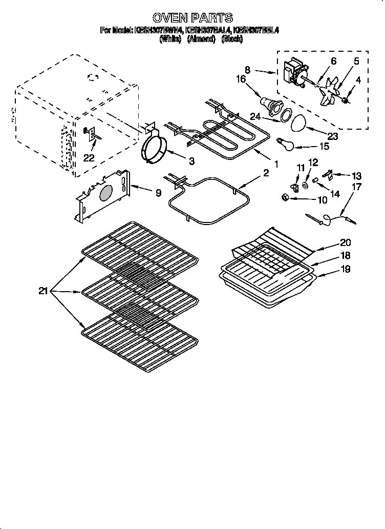 KitchenAid KESH307BAL4 oven diagram