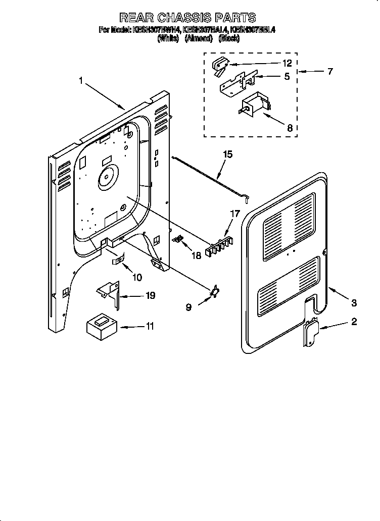 KitchenAid KESH307BAL4 rear chassis diagram