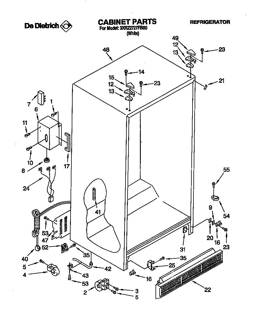 Whirlpool 3XR2727FB00 cabinet diagram