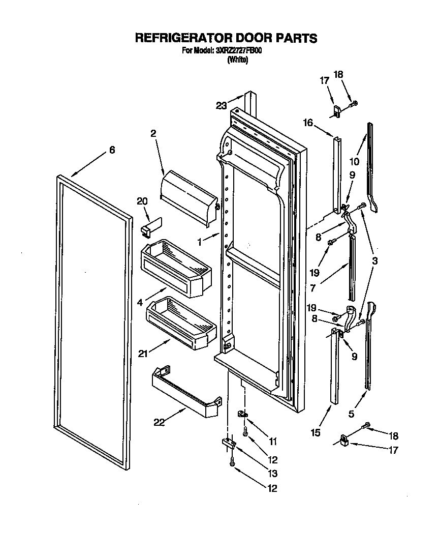 Whirlpool 3XR2727FB00 refrigerator door diagram