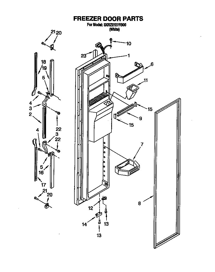 Whirlpool 3XR2727FB00 freezer door diagram