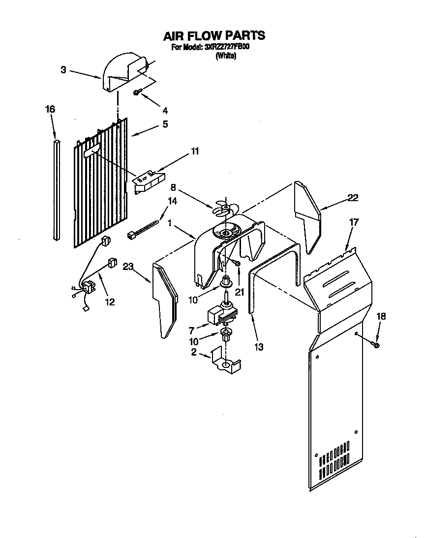 Whirlpool 3XR2727FB00 airflow diagram
