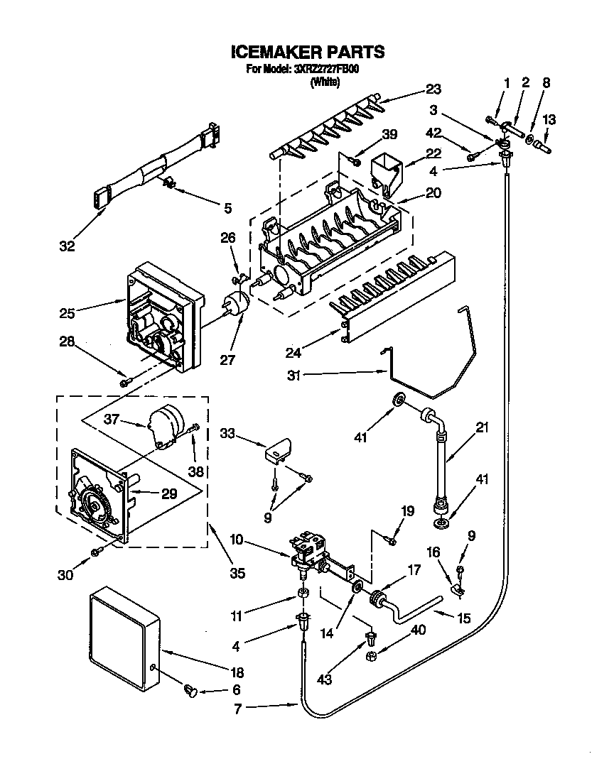 Whirlpool 3XR2727FB00 icemaker diagram