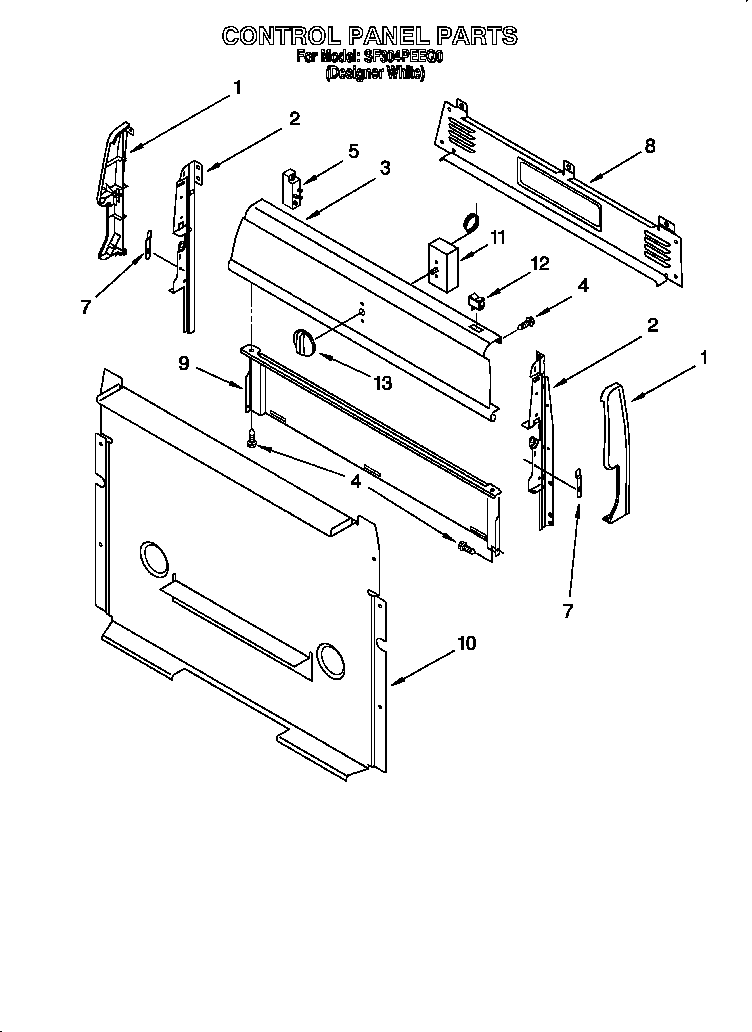 Whirlpool SF304PEEQ0 control panel diagram