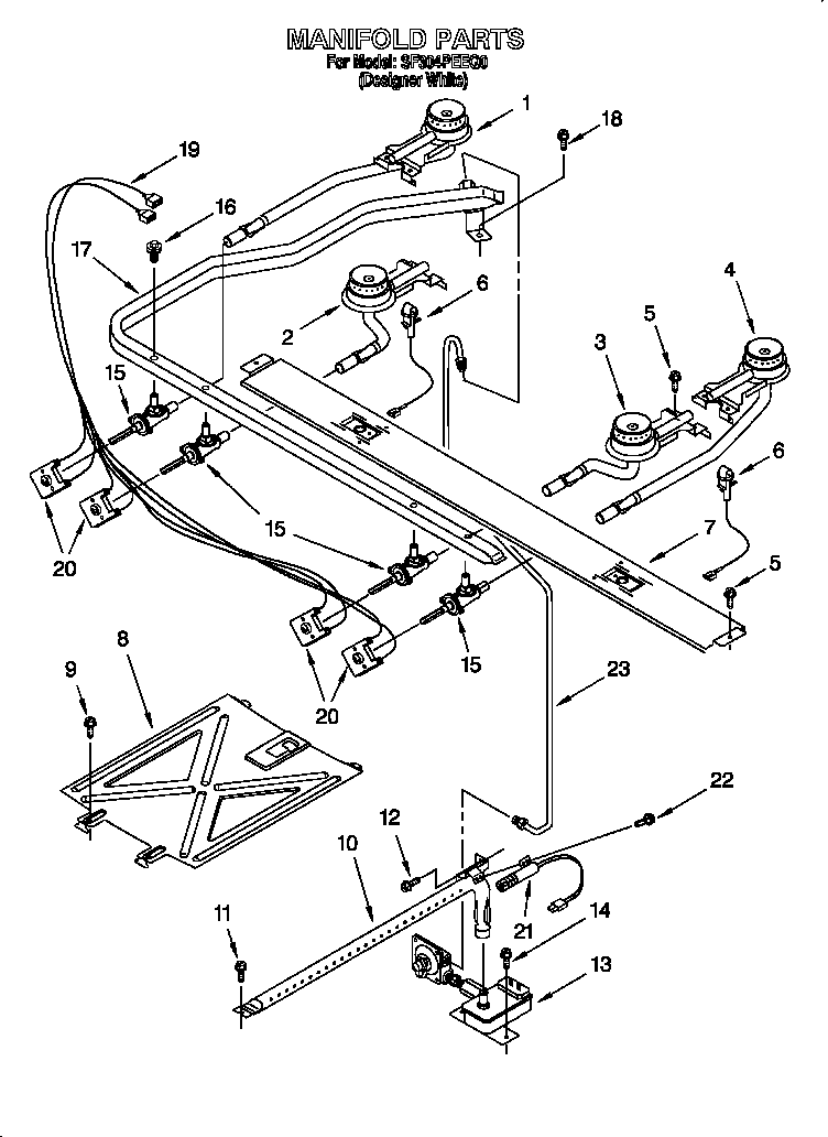 Whirlpool SF304PEEQ0 manifold diagram