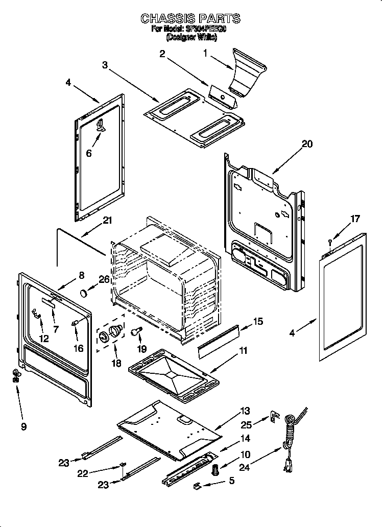 Whirlpool SF304PEEQ0 chassis diagram