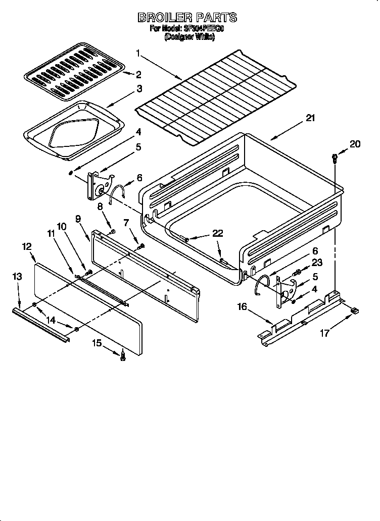 Whirlpool SF304PEEQ0 broiler diagram