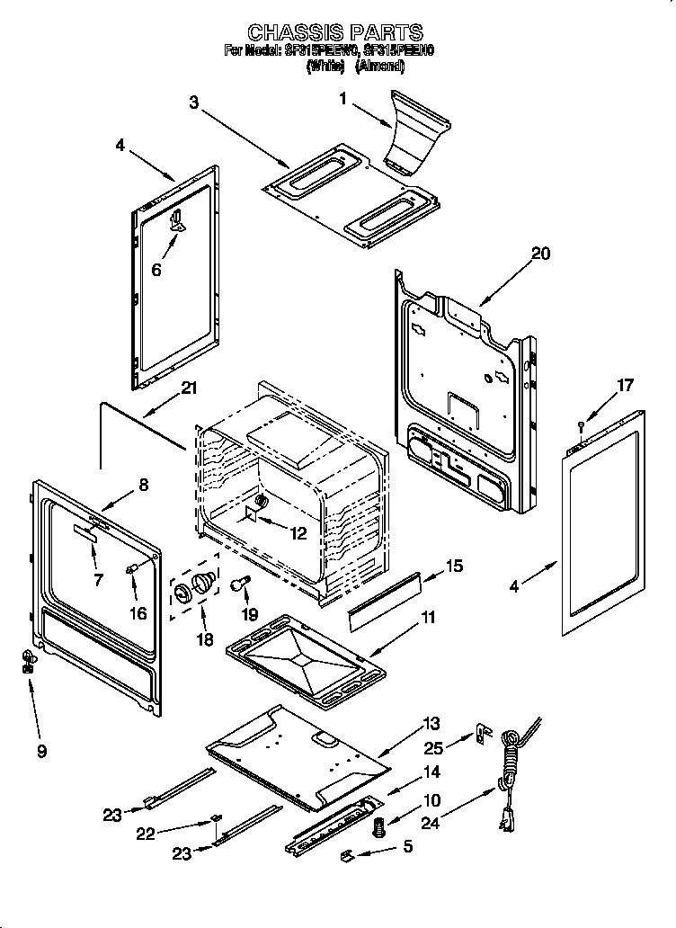 Whirlpool SF315PEEW0 chassis diagram