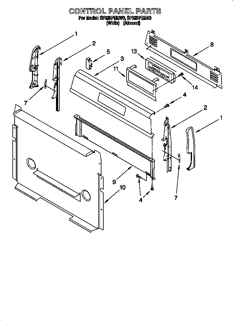 Whirlpool SF325PEEN0 control panel diagram