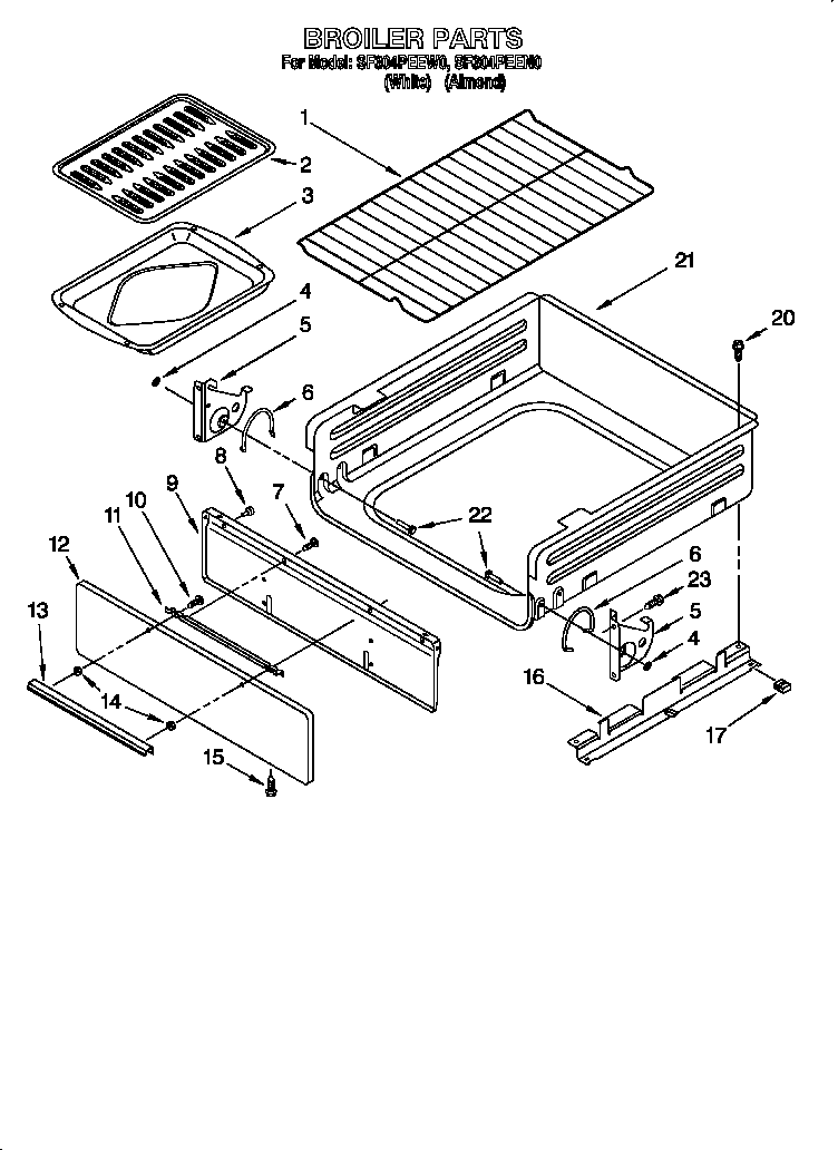 Whirlpool SF325PEEN0 broiler diagram