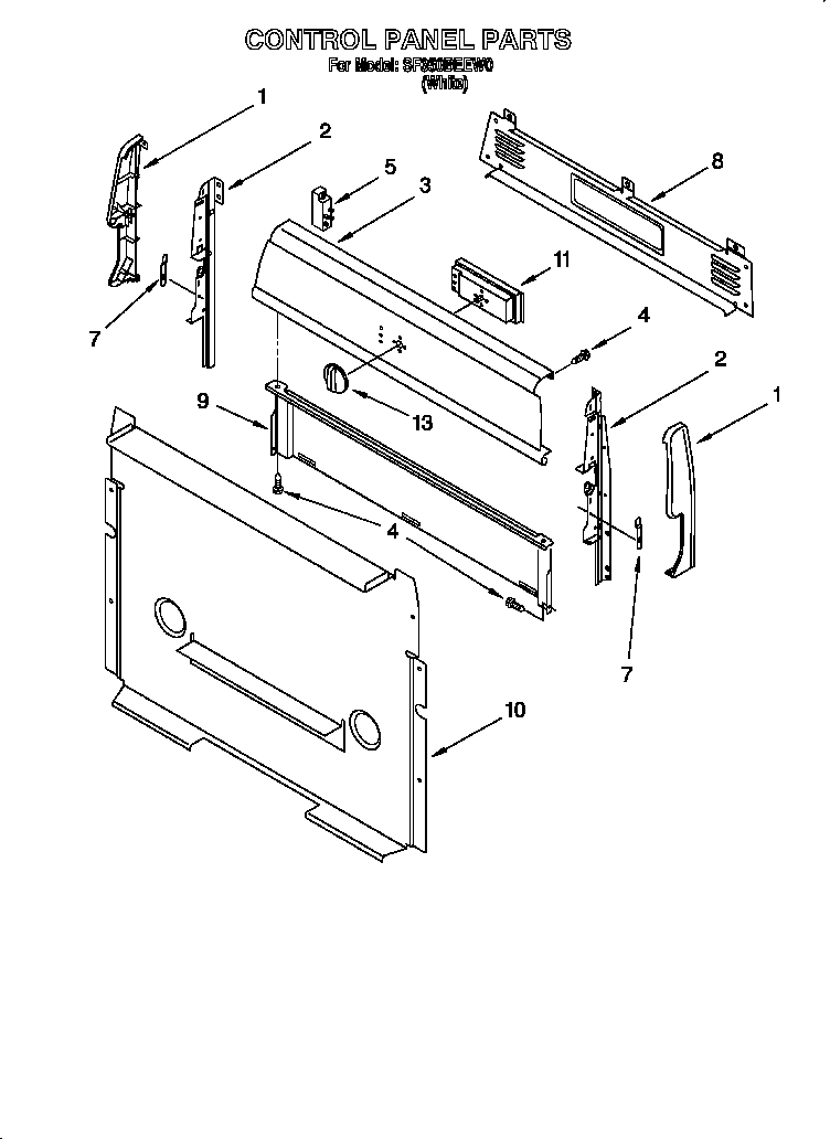 Whirlpool SF350BEEW0 control panel diagram