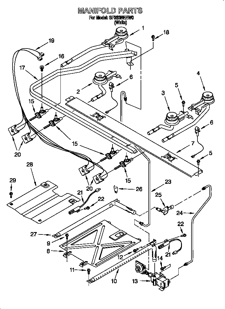 Whirlpool SF350BEEW0 manifold diagram