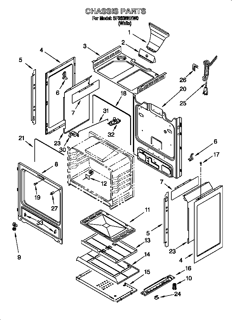 Whirlpool SF350BEEW0 chassis diagram
